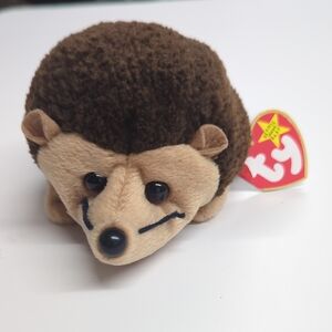 Ty Plush Hedgehog Brown and Tan Beanie Baby (Prickles) With Tags